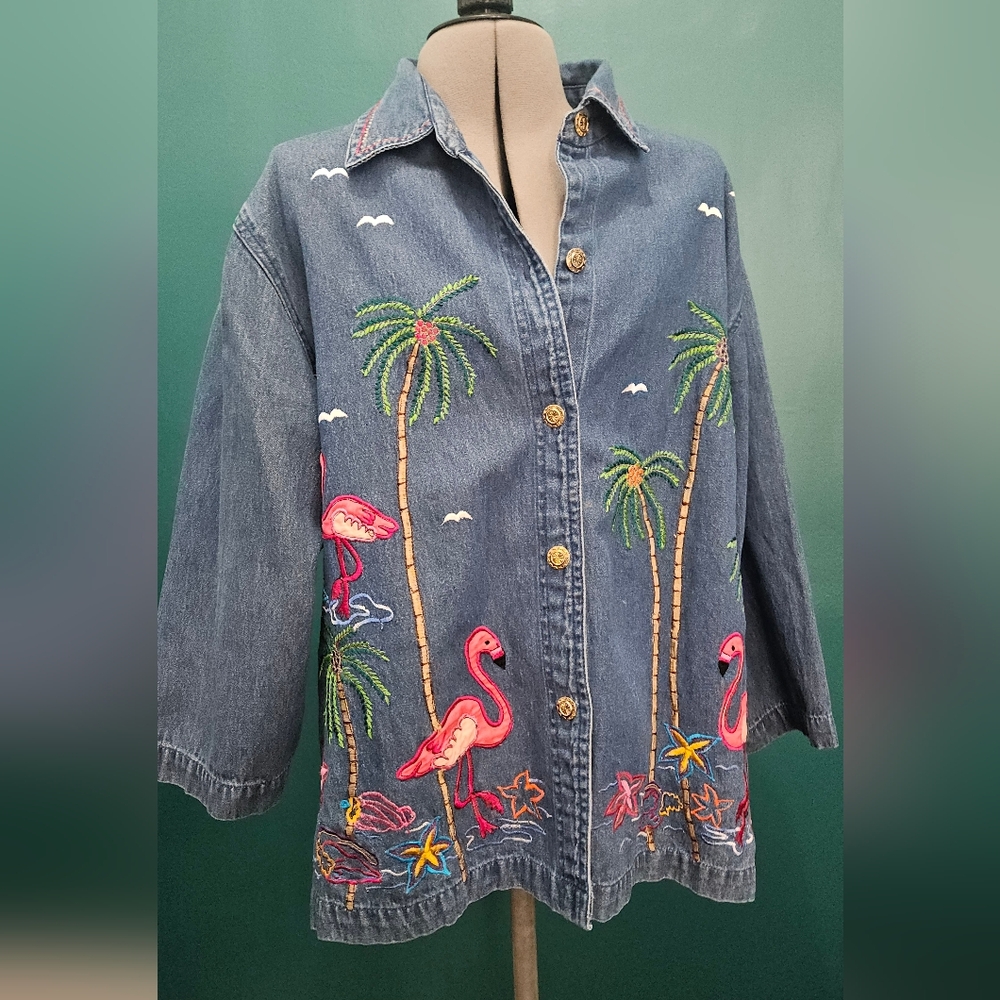 New Directions Embroidered Blue Denim Jacket